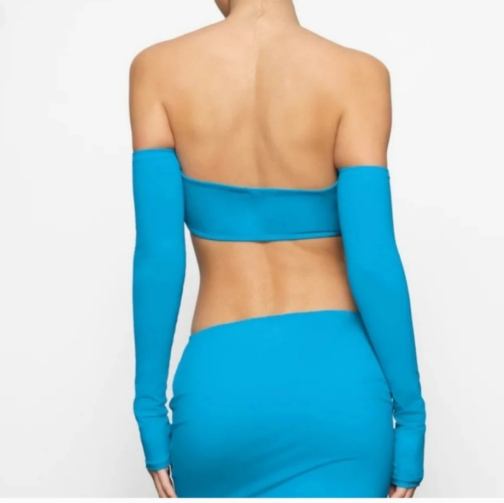 Skims Recycled Swim Long Sleeve Bikini Top Plus Turquoise NWT 4X